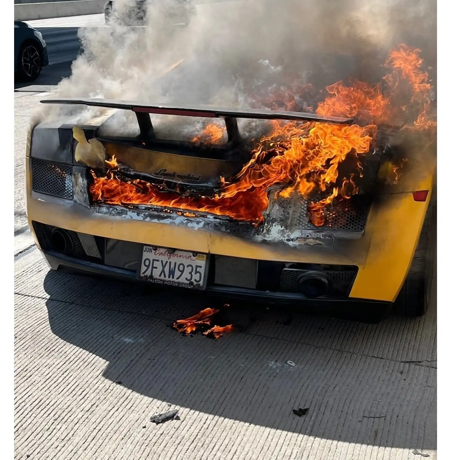 Лимитированный суперкар Lamborghini сгорел дотла на трассе (фото, видео)