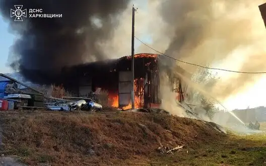 Occupiers attacked agricultural enterprise in Kharkiv region with cluster munitions: Fire broke out, 2 workers were injured, cattle died. PHOTOS