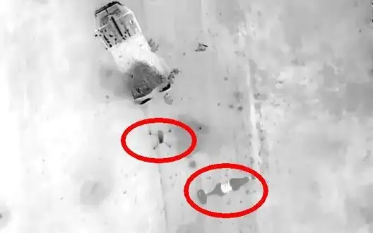 At least four drones almost simultaneously attack and destroy the enemy APC-82 with occupants. VIDEO