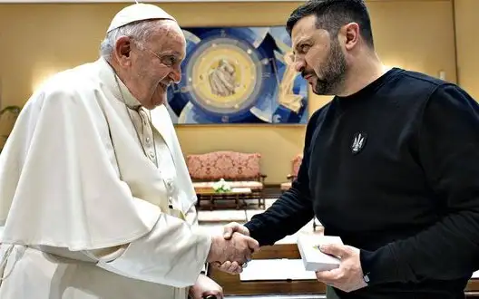 At meeting with Pope, Zelenskyy presented him with painting about tragedy in Bucha - Italian mass media