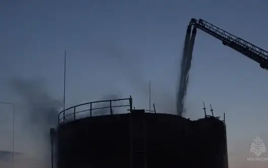 An oil depot is on fire in occupied Rovenky in Luhansk region. VIDEO