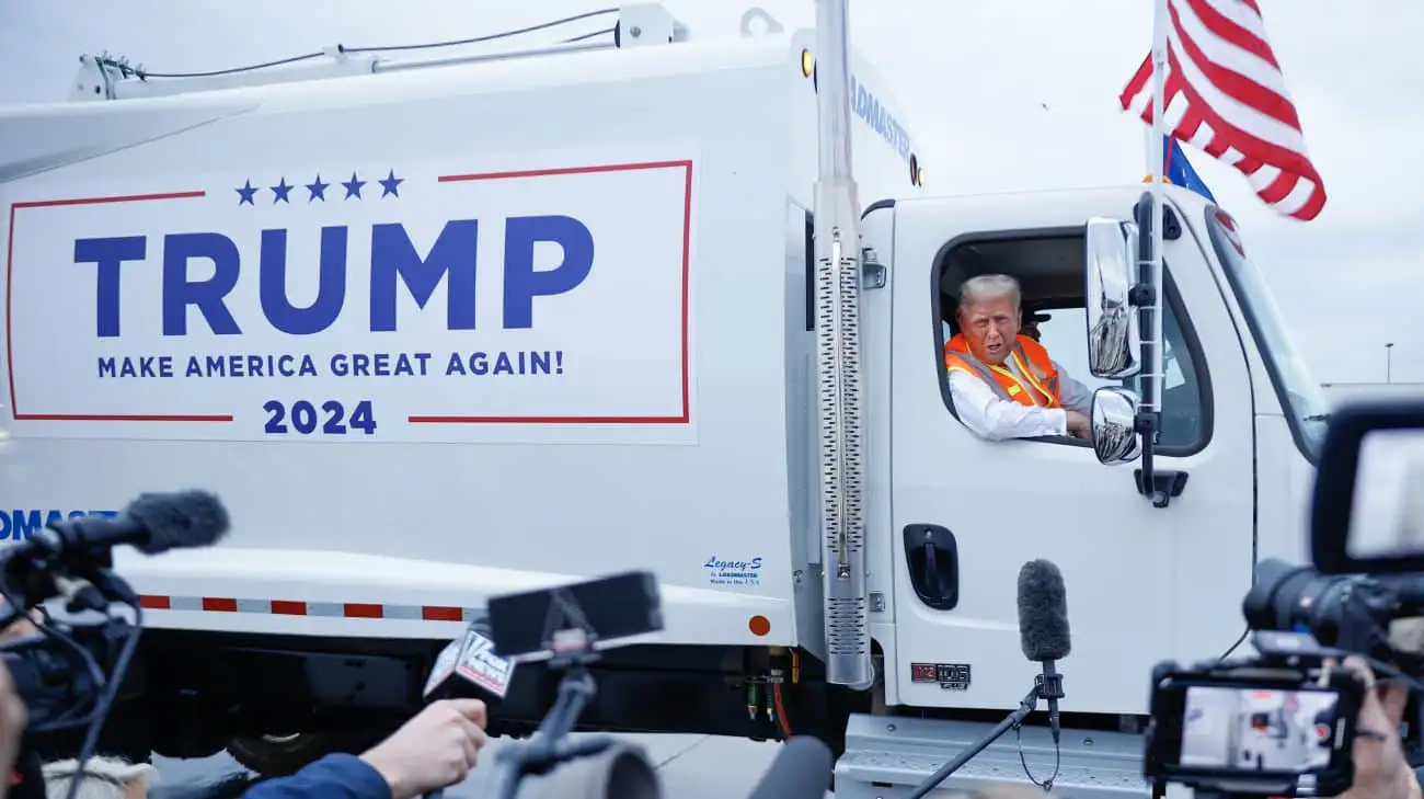 Trump dresses up as garbage truck worker to criticise Biden's remarks