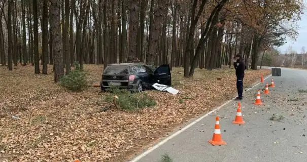 На Киевщине легковушка влетела в дерево: есть погибший и травмированный