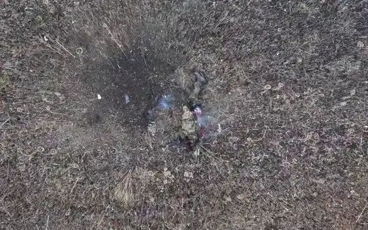 Russian occupier is simultaneously hit by FPV and drone drop. VIDEO