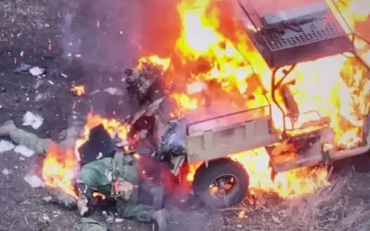 Bodies of occupiers lie near burning enemy all-terrain vehicle in Pokrovsk direction. VIDEO