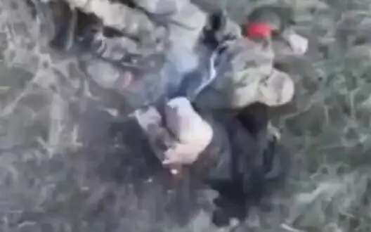 Occupier without trousers, wounded in butt, dying near dead body of his accomplice. VIDEO 18+