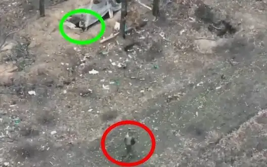 Soldier shoots at occupier, who is approaching Ukrainian position. VIDEO