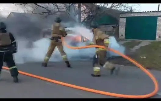 Occupiers attacked Kutsurub community in Mykolaiv region with drone, car caught fire. VIDEO