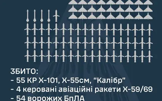 Ukraine’s air defence shot down 113 targets, including 54 "Shahed" drones - Air Force. INFOGRAPHICS