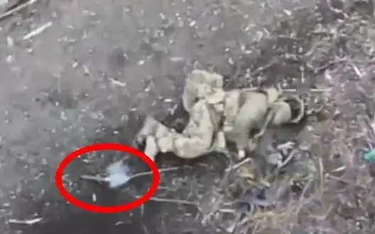 Occupier manages to shoot himself moment before arrival of kamikaze drone. VIDEO