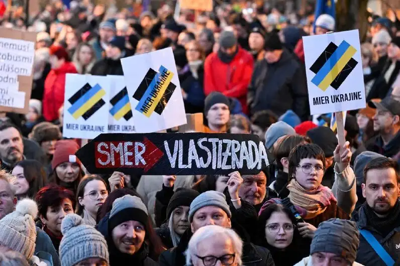 A large-scale protest against Fico's pro-Russian policies took place in Bratislava