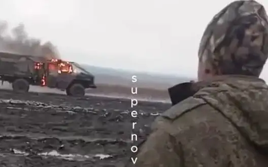 Occupiers watching their burning truck as it continues to drive uncontrollably along field road: "F#ck! We don’t know what happened to boys". VIDEO