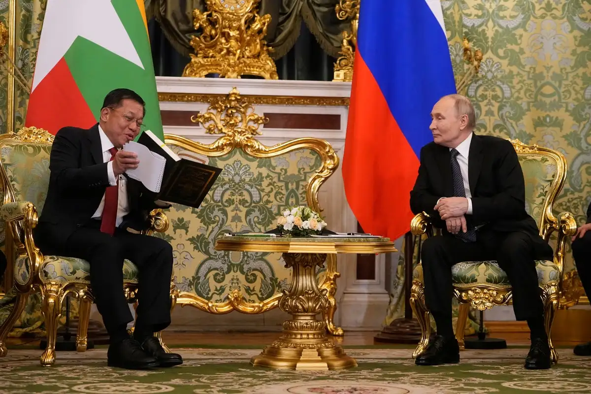 The head of Myanmar's military government is in Russia for cooperation talks with Putin