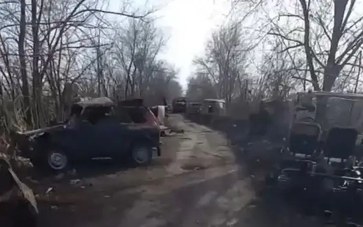 Destroyed Russian equipment along "road of death". VIDEO