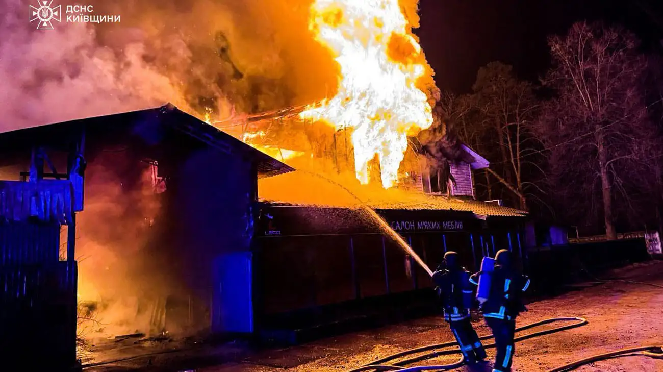 Russian drone debris fell in Kyiv Oblast: house and furniture shop on fire – photos