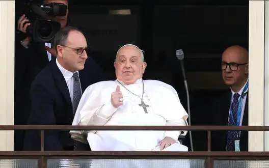 Pope Francis makes his first public appearance after several weeks of illness