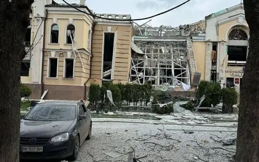 Consequences of ballistic missile strike on centre of Sumy. PHOTOS