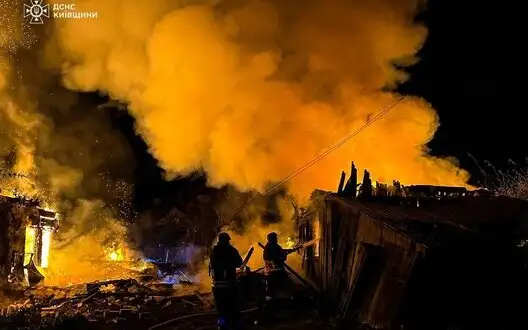 Shahed attack on Kyiv region: debris fell on private house, causing fire. PHOTOS