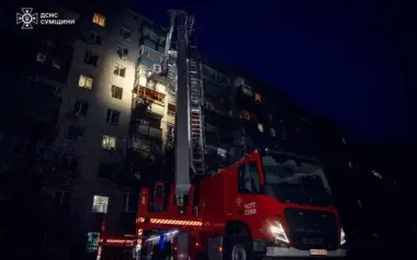 Russian missile strike on Sumy: rescuers extinguish all fire outbreaks.. PHOTOS