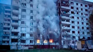 Nine-storey building catches fire due to Russian attack on Zaporizhzhia Oblast