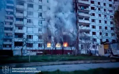 Russia attacked Zaporizhzhia and region in morning: fire broke out at petrol station and in high-rise building in Stepnohirsk. PHOTO