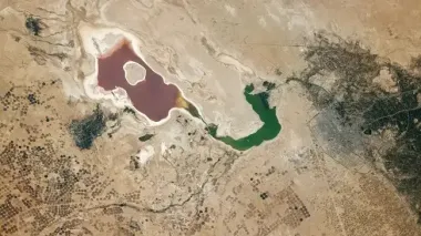Жуткие "круги на полях": после длительной засухи "море соли" в Ираке запечатлели из космоса