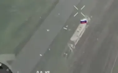 Ukrainian kamikaze drone strikes Russian army armored train. VIDEO