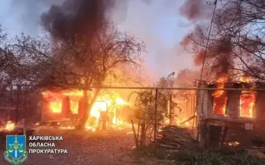 Ruscists hit Horokhovatka in Kharkiv region with GAB: 2 people were injured, fires broke out. PHOTOS