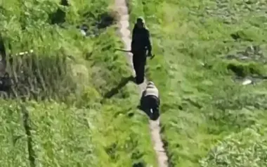 Occupier "walking" his accomplice, who crawling behind him on all fours. VIDEO