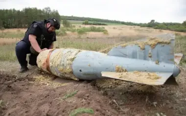 Unexploded KAB-500 aerial bomb neutralized in Kupiansk district, Kharkiv region. PHOTO