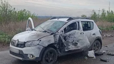 Three civilians injured in Russian drone attack on car in Kharkiv Oblast – photo