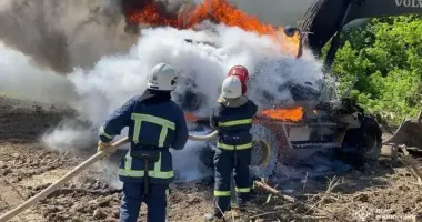 На Вінниччині згорів екскаватор