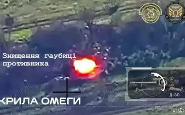 Omega Wings unit destroys D-30 howitzer and eliminates enemy personnel at staging areas. VIDEO