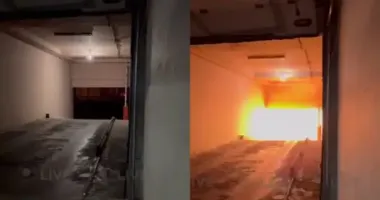 У Києві "шахед" вибухнув біля укриття: момент потрапив на відео
