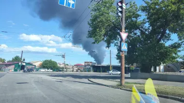 Infrastructure facility on fire in Zaporizhia after Russian attack
