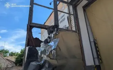 Russians carried out targeted drone strike on SES unit in Nikopol: depot, administration building and vehicle damaged. PHOTOS