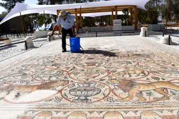 Уникальную 1600-летнюю мозаику из христианского монастыря впервые показали публике (фото, видео)