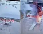 Footage shows major Ukrainian drone attack on Russian bombers – video