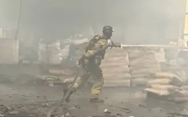 Russian troops strike enterprise in Chernihiv region: large-scale fire breaks out. PHOTOS