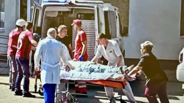 Ukrainian Red Cross Society works at location hit by Russian UAV attack on Chernihiv