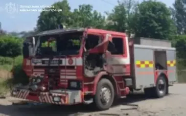 Occupiers strike village in Zaporizhzhia: fire engine burned down. PHOTO