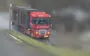 Truck with modular houses drives along Russian road. VIDEO