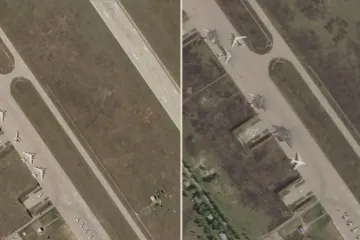 Satellite photos show destroyed bombers at a Russian air base that Ukraine said it hit