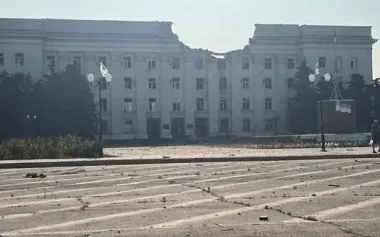 Building of Kherson RMA after morning Russian strike. PHOTO