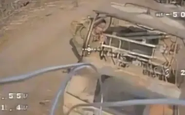 Drone chases occupiers along "road of death" among destroyed Russian military equipment. VIDEO
