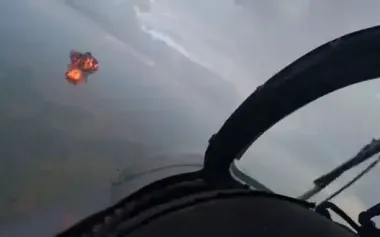 Mi-24 helicopter crew shoots down Shahed-136 drone with onboard cannon. VIDEO