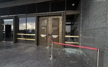 Facade of museum at foot of "Motherland Monument" was damaged in night attack. PHOTO