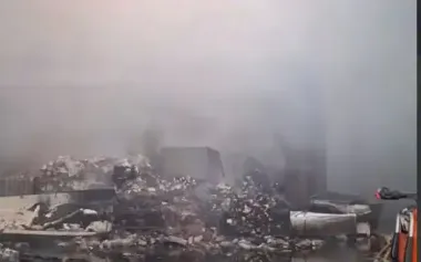 As result of Russian attack in Zaporizhzhia, warehouse with humanitarian aid was destroyed. VIDEO