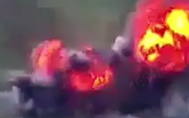 Our defenders strike Russian BM-21 Grad MLRS loaded with chemical munitions, triggering detonation. VIDEO
