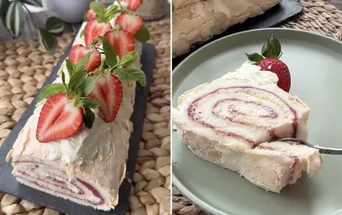 Легкий, как облачко: рецепт нежного меренгово рулета с клубникой